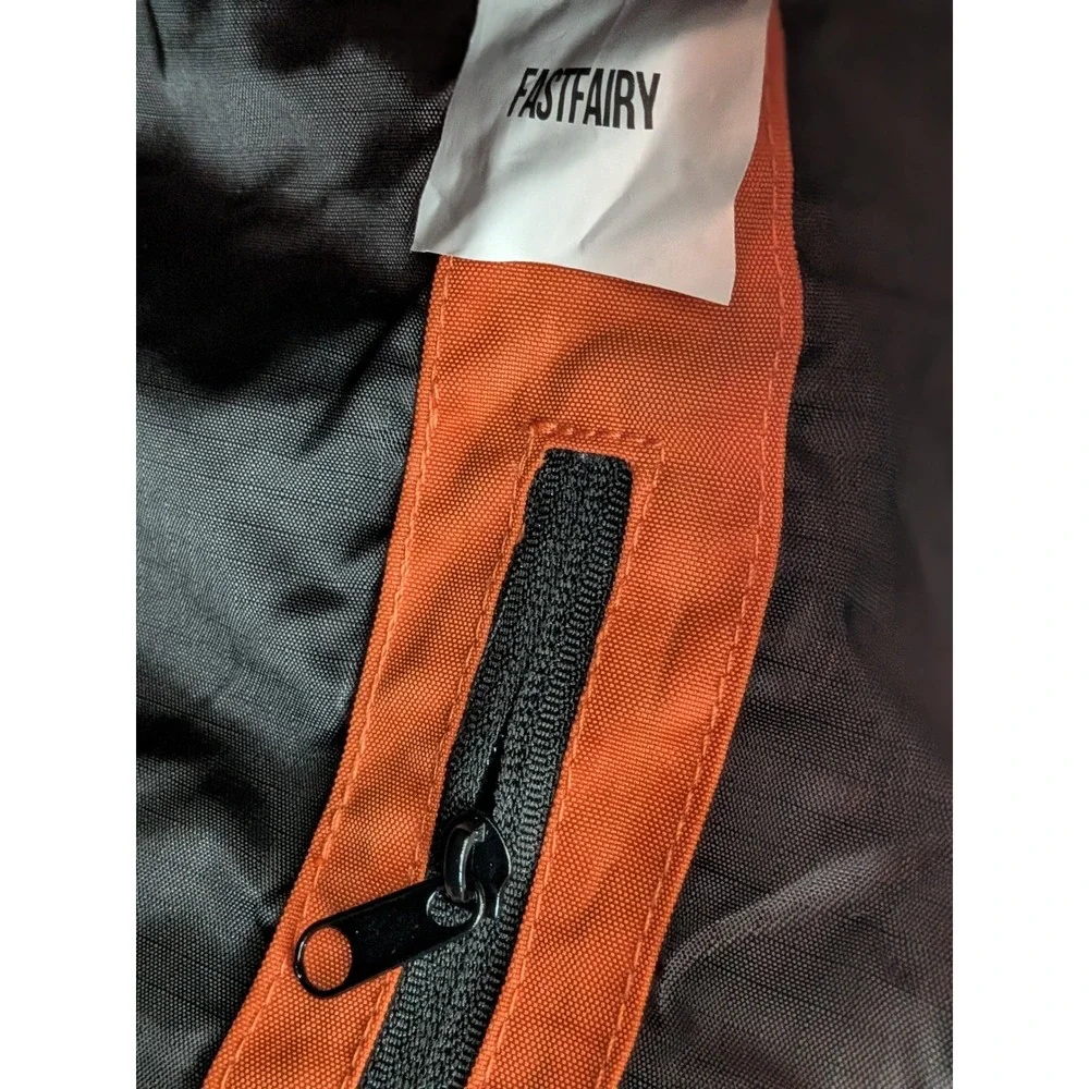 Fastfairy Orange Nylon Crescent Shoulder Bag Adjustable Strap Slouchy Hobo